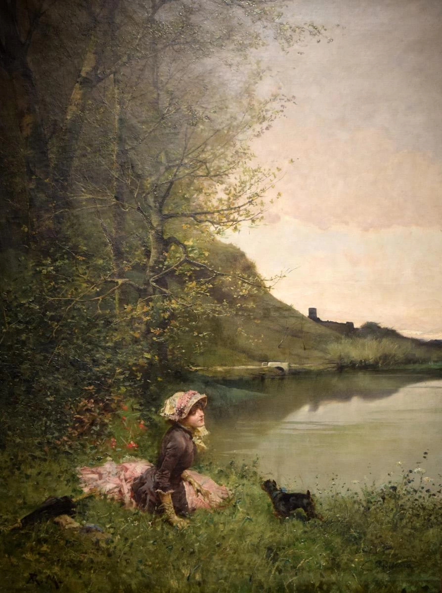 Raimundo Madrazo - Paesaggio con donna e cane, Reading Public Museum